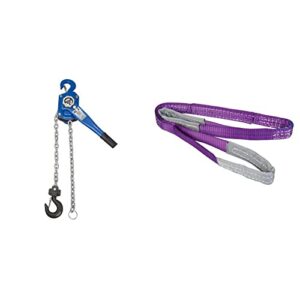 Silverline 633809 Ratchet Lever Hoist 750kg Lifting Capacity & 633720 Cargo Lifting Sling 1 Tonne (1000kg) Capacity 1m Long
