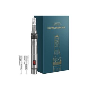 INCELLICE Derma Pen 0.25-2.0mm Adjustable 5 Speeds Microneedling Pen Wireless Use Professional Electric Microneedle Machine for Hair Beard Growth with 2 Replacement Cartridges and USB Charge