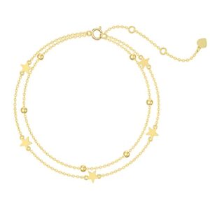 SISGEM 9 ct Gold Star Anklet