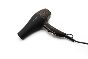 CORIOLISS Flow | Professional Hair Dryer for Women | 2000W AC Turbo Power | Removable Washable Filter | Temperature and Speed Control (Black Leopard Gold Soft Touch)