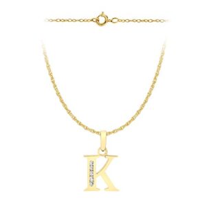 Carissima Gold Women's 9 ct Yellow Gold Cubic Zirconia Initial A-Z Pendant on 9 ct Yellow Gold 0.4 mm Prince of Wales Chain Necklace of Length 46 cm/18 Inch