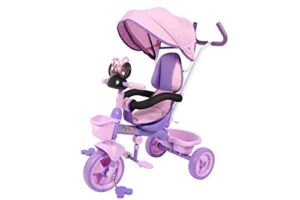 Kids Easy Steer Pedal Tricycle Buggy Stroller with Oxford Cloth (Cartoon Purple)