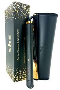 SHE Titanium Gold Standard Hair Straighteners and Travel Pouch
