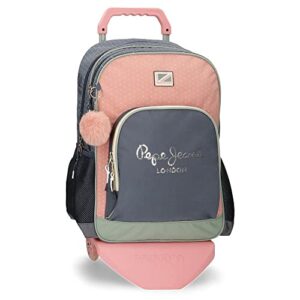 Pepe Jeans Laila School Backpack Double Compartment with Blue Trolley 32 x 45 x 15 cm Polyester 21.6L