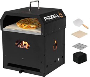 PIZZELLO 4-in-1 Outdoor Pizza Oven Wood Fired Outside Oven 2-Layer Detachable Pizza Maker With Pizza Stone