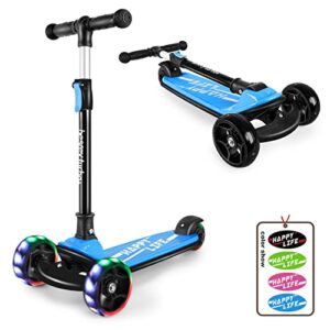 besrey Kids Scooter - Big Wheels Foldable Kick Scooter with Flashing LED Lights for Boys Girls