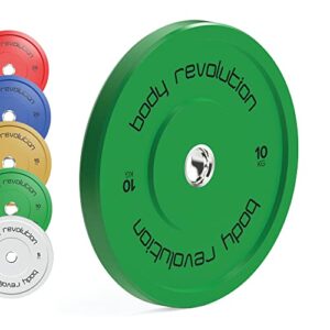 Body Revolution Olympic Bumper Plates - Rubber Coated Barbell Weight Plates - Strength Training Weight Lifting Equipment - Range from 5kg - 25kg