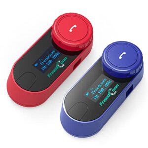 Motorcycle Bluetooth Headset FreedConn TCOM-SC BT5.0 Motorbike Communication Systems 2 Riders 800M Helmet Intercom Share Music with LCD Screen FM Hard/Soft Mic Red&Blue/Pai