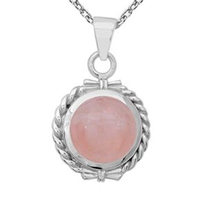 Daily Boutik Delightful Gemstone Necklace in 925 Sterling Silver - 13mm Round Shaped Natural Birthstone Necklaces for Women and Girls - Hypoallergenic