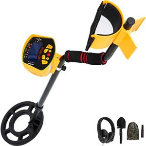 VEVOR Yellow Metal Detector 3010 Waterproof Disc Metal detectors Underwater Underground High Accuracy LCD Display Metal Detector for Adults and Children Headphone Automatic Detecto