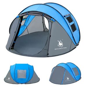 Ceither Pop-Up Camping Tent 4 Person Backpack Portable Waterproof Tent 2 Doors Luxury Shelter Leisure Ventilation Suitable for Outdoor Camping Hiking and Traveling