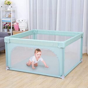 Baby Playpen 50 x 50 x 26.4 inch Portable Kids Sturdy Safety Play Center Yard with Super Soft Breathable Mesh Indoor & Outdoor Kids Activity Center Fence Playpens for Infants and Babies