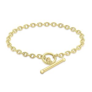 Carissima Gold Women's 9 ct Gold Oval Belcher Chain T-Bar Bracele