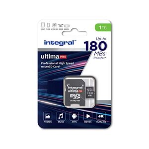 Integral 1TB Micro SD Card 4K Video Read Speed 180MB/s and Write Speed 150MB/s MicroSDXC A2 C10 U3 UHS-I 180-V30 Our Fastest Ever High Speed Micro SD Memory Card