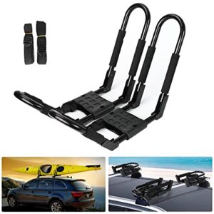 Triclicks Foldable Kayak Roof Rack J Bars Rack Kayak Carrier Canoe Boat Surf Ski Roof Top Mounted on Car SUV Crossba
