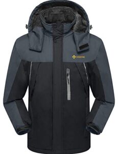 GEMYSE Men's Mountain Waterproof Ski Jacket Windproof Fleece Outdoor Winter Coat with Hood