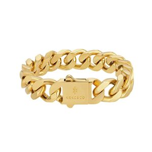 KRKC&CO 12mm/14mm Cuban Link Curb Bracelet for Men