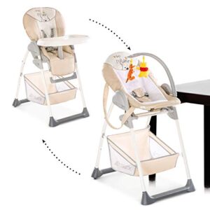 Hauck Disney Grow-Along Highchair Sit N Relax / New-Born Attachment from Birth to 9 kg / Toddler Seat up to 15 kg / Height-Adjustable / Foldable / Wheels / Play Arch / Tray / Basket / Winnie the Pooh