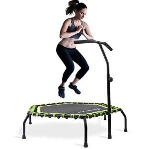 Jandecfit 44" Mini Fitness Trampoline Rebounder Indoor and Outdoor Family Fitness Trampoline for Adults Adjustable Handle,Silent and Beautifully Designed Bungee Trampoline Trampoline Max Limit 150kg