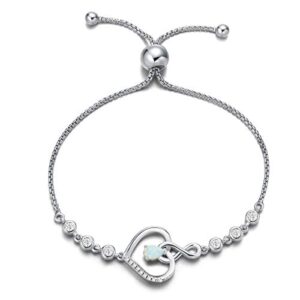 Agvana Birthstone Bracelets for Women Sterling Silver Genuine or Created Gemstone Tennis Bracelet Infinity Love Durable Bolo Bracelet Promise Jewellery Anniversary Birthday Gifts for Girls Wife Her Mom