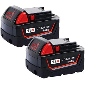 MANUFER 2Pack 18V 5.0Ah Li-ion Replacement Battery for Milwuakee M18 48-11-1850 48-11-1840 48-11-1815 48-11-1820 48-11-1852 48-11-1828 48-11-1822 for XC Milwaukee Battery