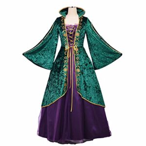 Women Winifred Sanderson Cosplay Costume Dress Green Witch Robe Dress Halloween Carnival Costumes
