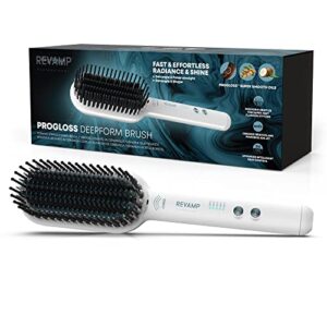REVAMP Progloss Deep Form Ceramic Straightening Brush - Hair Straightening Paddle Brush with Heated Ceramic Bristles and Wide Plates and Salon Professional Shine – Amazon Exclusive