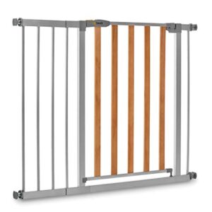Hauck Safety Gate for Doors and Stairs Wood Lock 2 incl. 21 cm Extension / Pressure Fit / 96 - 101 cm Large / Metal and Wood / Grey