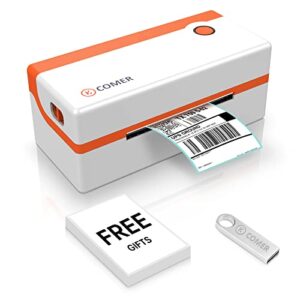 K Comer Thermal Label Printer 150mm/s- Desktop 4x6 Commercial Direct Thermal Shipping Label Printer for Barcodes UPS FedEx Amazon Ebay Shopify Etsy on Windows/Mac (White RX106F)