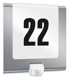 Steinel LED House Number Wall Light L 220 S - Stainless Steel Wall Plaque Outdoor Light 9.3 Watts - 180° Motion Sensor 10m Range - Impact Resistant Porch Light            [Energy Class D]