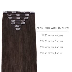 14 Inch 120g 7pcs Clip in Hair Extensions Real Human Hair Light Dark Brown Hair Extensions Clip In Real Hair Coloured Remy Human Hair Extensions