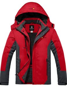 GEMYSE Men's Mountain Waterproof Ski Jacket Windproof Fleece Outdoor Winter Coat With Hood