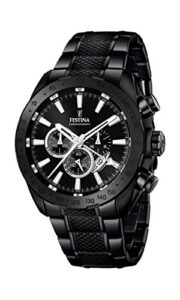 Festina Men's Quartz Watch with Black Dial Chronograph Display and Black Stainless Steel Plated Bracelet F16889/1