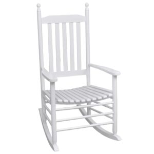 idaXL Rocking Chair with Curved Seat White Fir Hardwood Garden Patio Indoor Rocke
