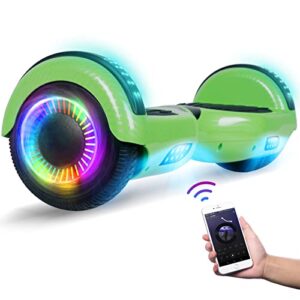 SISIGAD Hoverboard Self Balancing Scooter 6.5" Two-Wheel Self Balancing Hoverboard with Bluetooth Speaker and LED Lights Electric Scooter for Adult Kids Gif