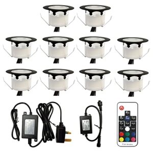Decking Light Mains Powered YZGWZLD 45mm RGB and Warmwhite Plinth LED Deck Lights IP67 Waterproof 0.5W Buried Garden Ground Light for Indoor/Outdoor Christmas Decor Light - 10 Pack            [Energy Class F]