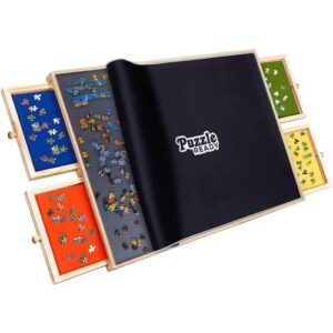 Jigsaw Board with Colourful Drawers & Cover Mat - 24” X 30” Wooden Puzzle Board for 1000 Pieces Jigsaw Puzzle - Portable Jigsaw organiser for Adults & Children by Puzzle Ready