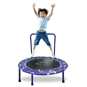 36-Inch Trampoline for Kids Mini Trampoline with Adjustable Handle and Safety Padded Cover Foldable Toddler Trampoline Indoor & Outdoor Rebounder Trampoline for Kids Play and Exercise