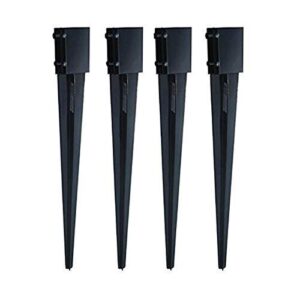 MTB Heavy Duty Timber Fence Post Grip Support Fence Post Holder Ground Spike Black 100x100x600mm(Inner Diameter 3.5 x3.5 Inches)
