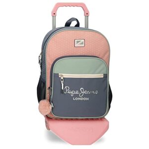 Pepe Jeans Laila School Backpack with Trolley Blue 30 x 40 x 12 cm Polyester 14.4 L