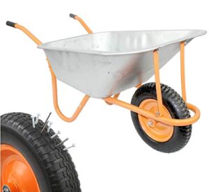 New DJM Heavy Duty Galvanised Steel Garden Wheelbarrow 90ltr 180kg - Puncture Proof Tyre