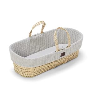 The Little Green Sheep Natural Knitted Moses Basket & Mattress - Dove