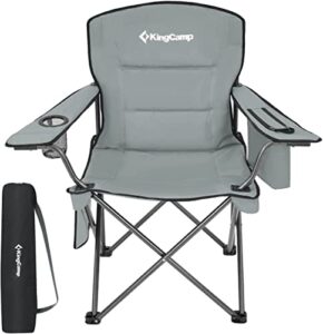 KingCamp Camping Chair with Cooler Bag and Cup Holder Camping Chairs for Adults Folding Chairs Outdoor for Garden Picnic Hiking Indoor 300LBS Capacity