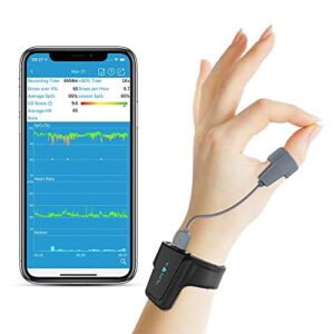 Pulse Oximeter Sleep Oxygen Monitor Vibration Alert for Sleep Apnea - Tracking Overnight Oxygen Saturation Level/Heart Rate Finger Ring Sensor