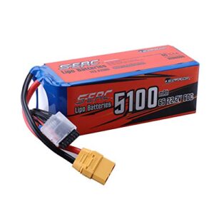 SUNPADOW 6S Lipo Battery 60C 22.2V 5100mAh with XT90 Plug for RC Airplane Quadcopter Drone FPV F3A F3N 700 class Helicopter Racing Hobby