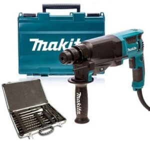 Makita HR2630 SDS+ Hammer Drill 240V with Makita D-21200 17Pc SDS + Drill Bit Se
