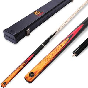 OMIN 3/4 Snooker Cue Stick Handmade Ash Wood Pool Cue Case Extension Set 3 Tip Size to Choose