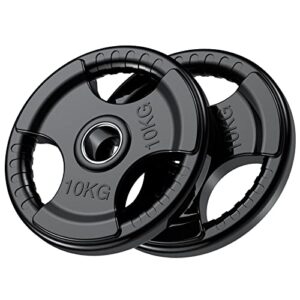 PhysKcal Olympic Weight Plates with Rubber Finish 2’’ Opening and Tri-Grips