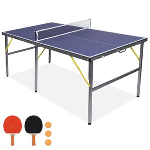 SILVER VALLEY Midsize Table Tennis Game Set - Indoor/Outdoor Portable Table Tennis Game with Net