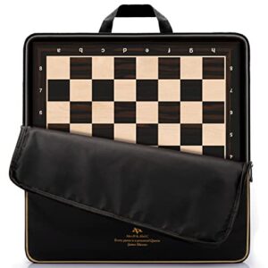 A&A 21.25" Professional Wooden Tournament Chess Board / Ebony & Maple Inlay / 2.25" Squares w/ Notation / Board only